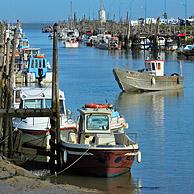 Vissersboten in de haven van Port du Bec nabij Beauvoir-sur-mer, La Vendée, Pays de la Loire, Frankrijk
<BR><BR>Zie ook www.arterra.be</P>